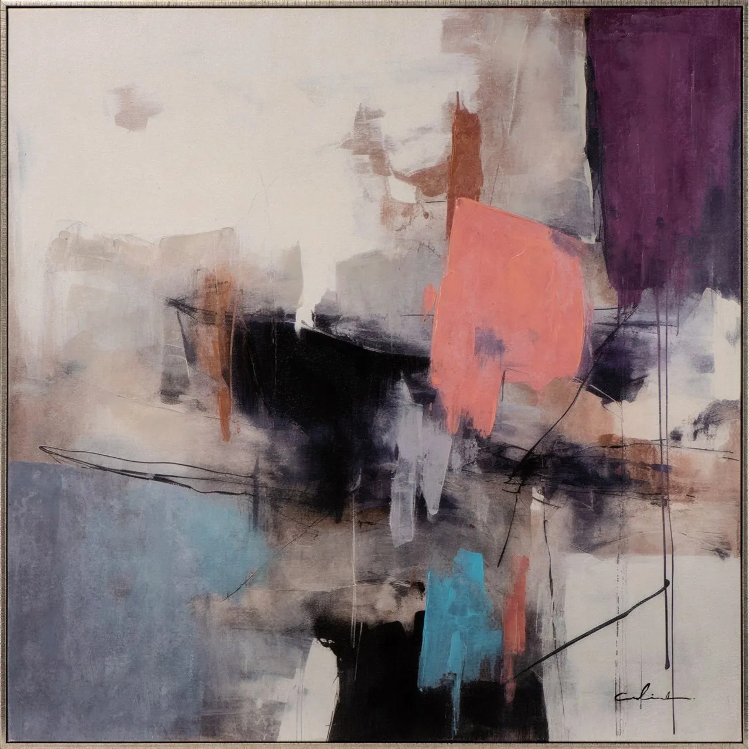 Art Universe Leinwandbild Pink Meets Blue 80 x 80 cm