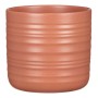 Scheurich Übertopf Cottage, gebranntes Lehmorange, Ø 12 cm, mit horizontaler Rillenstruktur.