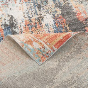 Pergamon Designer Teppich Lagos in Rost, Blau und Grau mit Farbverlauf, 140x200 cm. In- und Outdoor geeignet.