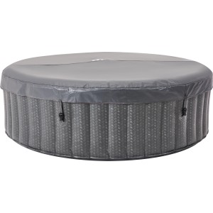Grauer, abgedeckter, aufblasbarer Whirlpool OTTOMAN im Rattan Design für 6 Personen.