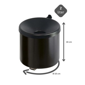 Schwarzer, runder Wandaschenbecher, selbstlöschend, 2 Liter, aus Metall. Ideal für den Außenbereich.