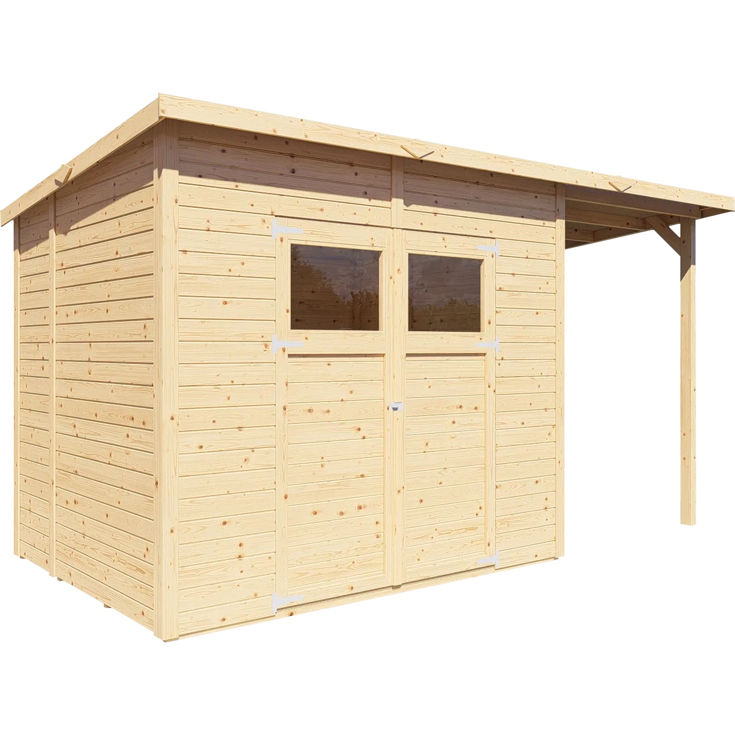 Bertilo Holz-Gartenhaus Pultdach Unbehandelt 386 cm x 180 cm günstig online kaufen