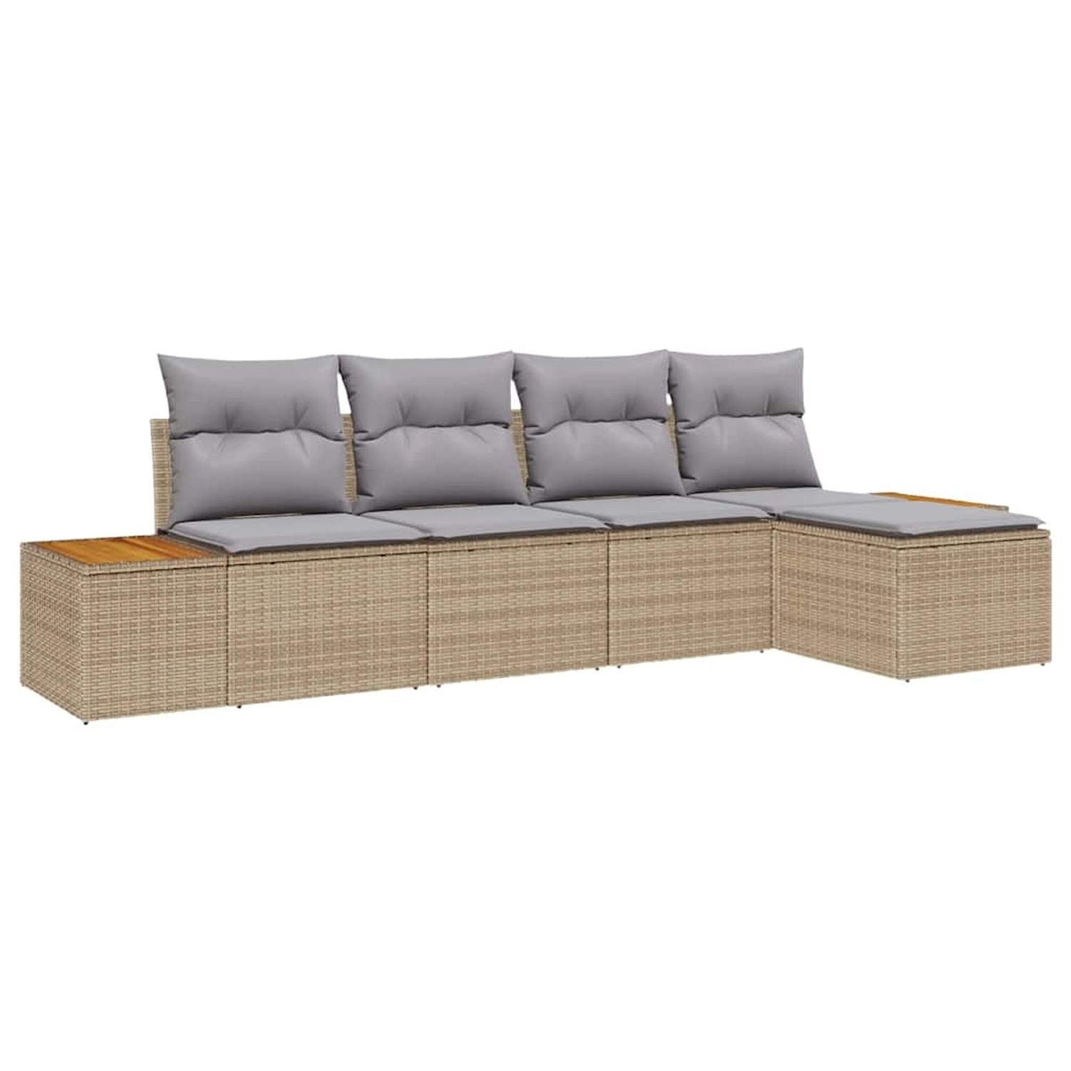 vidaXL Garten-Sofa-Set mit Kissen 5-Tlg Beige Poly Rattan 3348066 günstig online kaufen