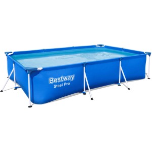 Blauer Bestway Stahlrahmenpool Steel Pro, 300x201x66 cm, eckig. Stabiles Schwimmbecken für den Garten.