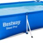 Blauer Bestway Stahlrahmenpool Steel Pro, 300x201x66 cm, eckig. Stabiles Schwimmbecken für den Garten.