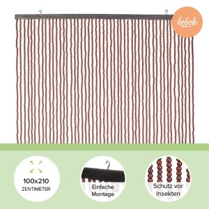 Kobolo Türvorhang aus Holzperlen, braun, 100x210cm, Insektenschutz und Deko für die Tür.