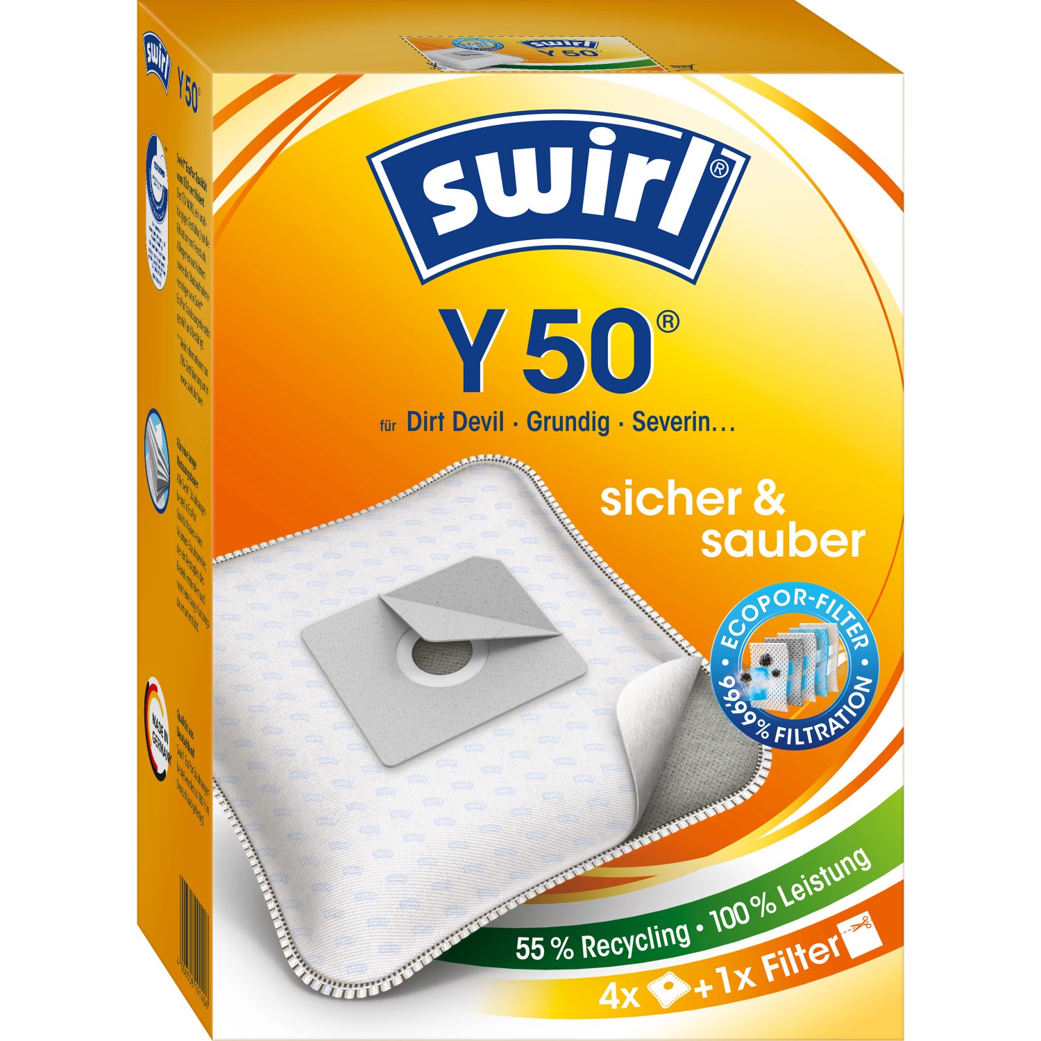 Swirl® Staubsaugerbeutel Y 50® EcoPor® 4 St.