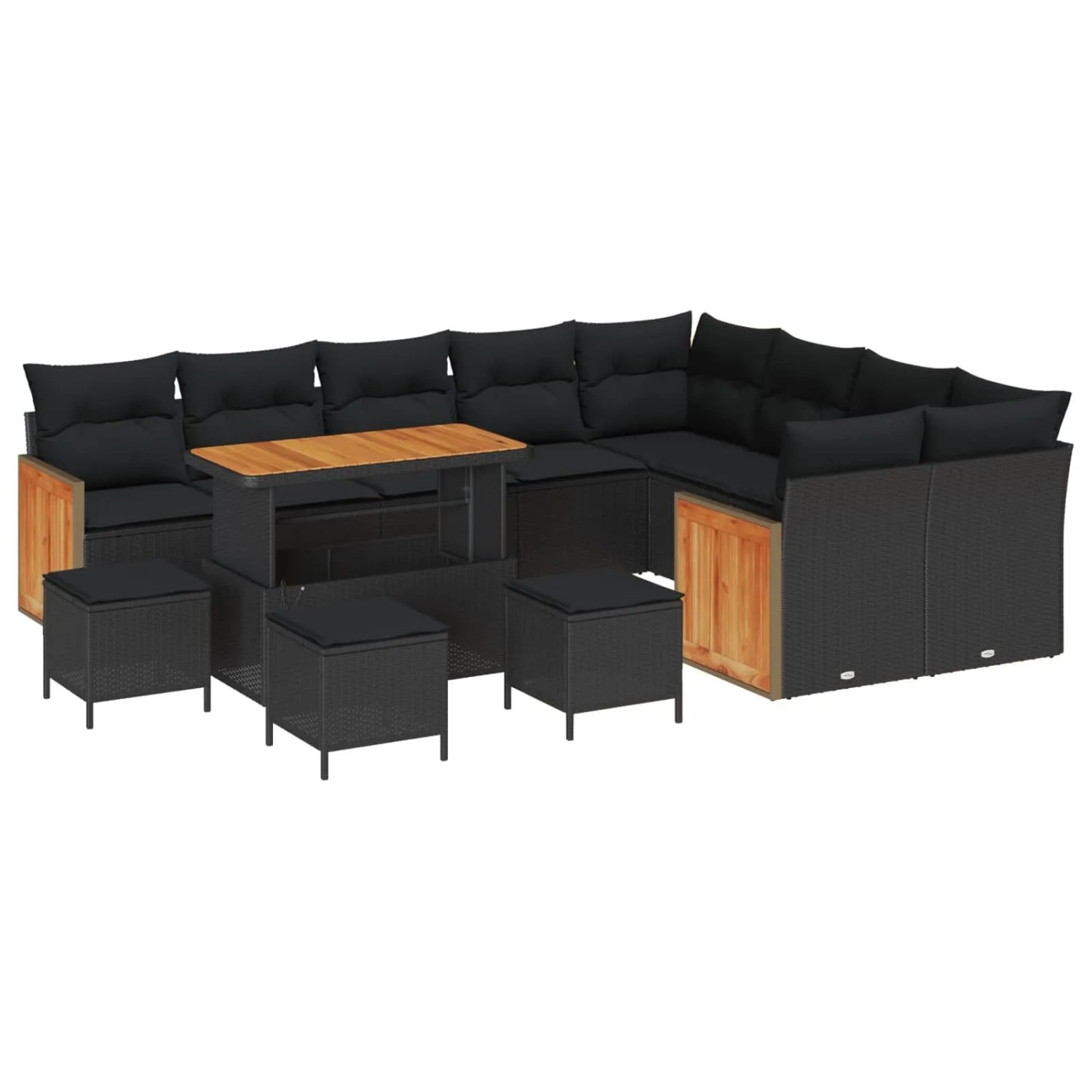 vidaXL Gartensofa-set mit Kissen 14-Tlg Schwarz Poly-Rattan 3365299 günstig online kaufen