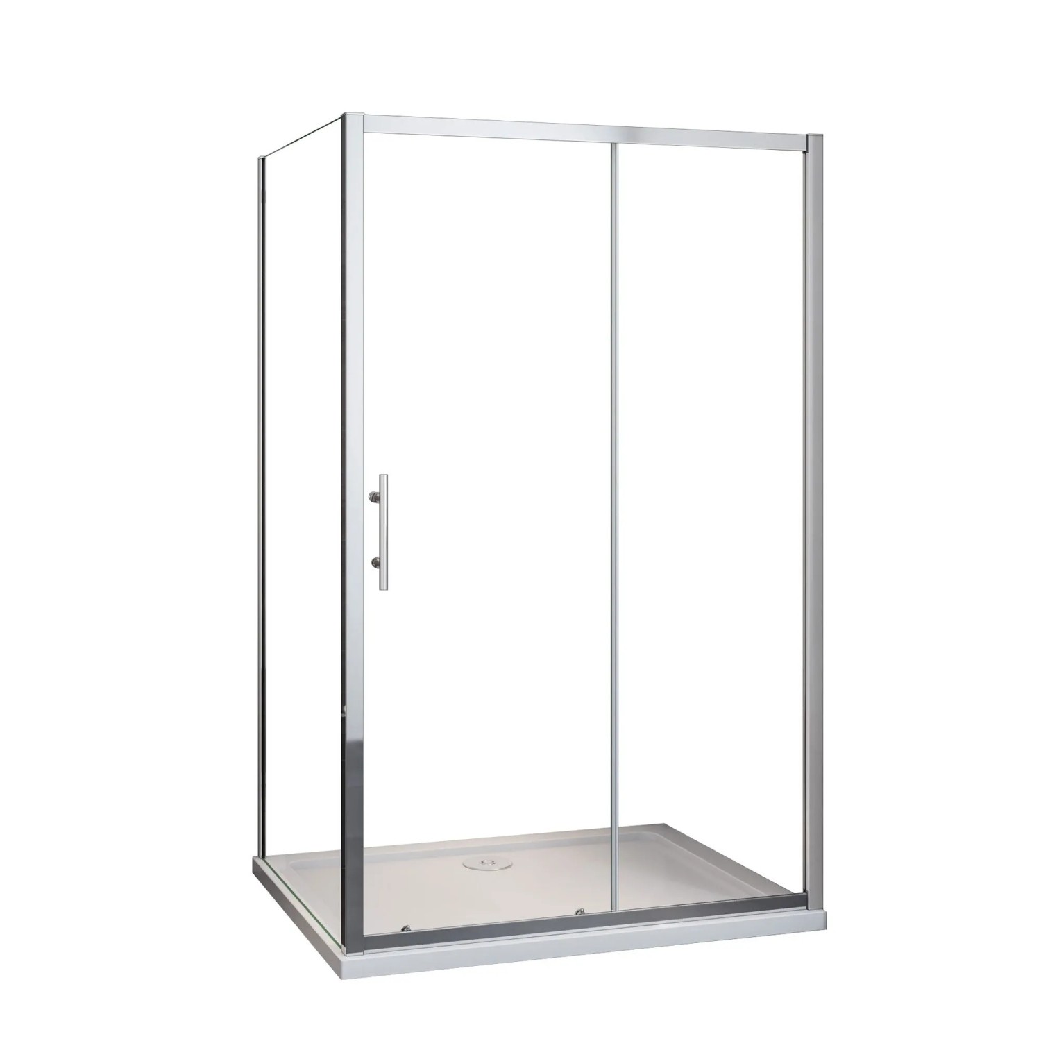AICA Duschtür Duschkabine 140 cm Schiebetür mit 70 cm Seitenwand H 185 cm Duschabtrennung 5 mm ESG Sicherheitsglas Chrom Glanz
