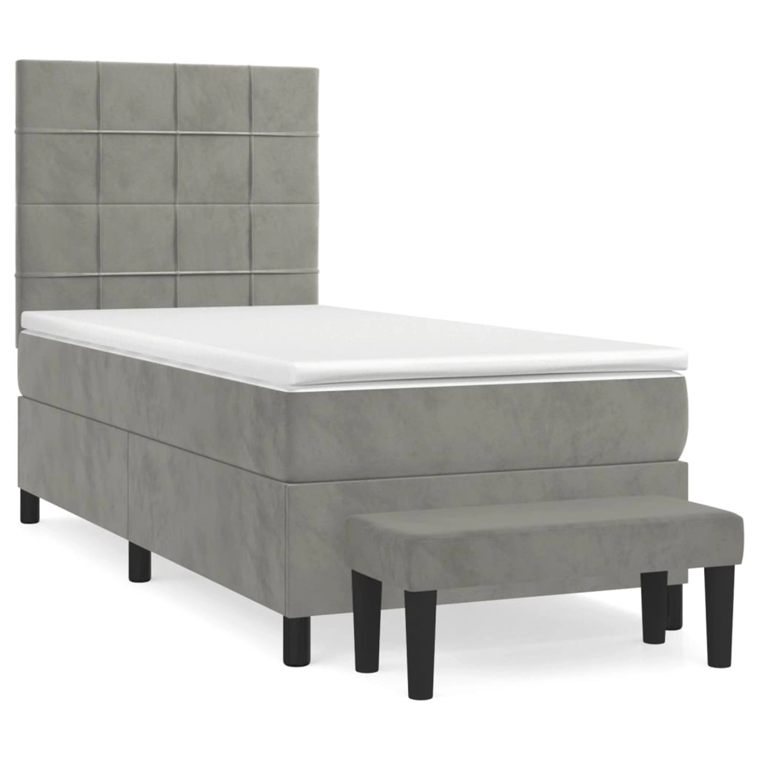 vidaXL Boxspringbett mit Matratze Hellgrau 80x200 cm Samt1357655 günstig online kaufen