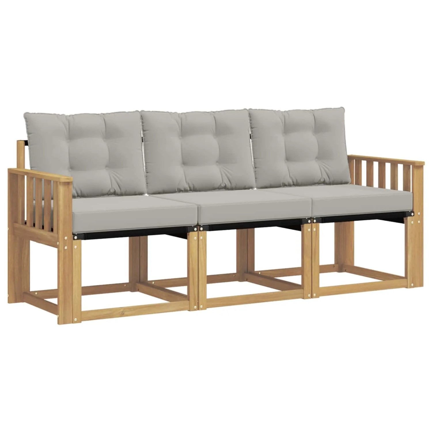vidaXL Outdoor-Sofagarnitur mit Kissen 3-Tlg Weiß und Hellgrau 3389161