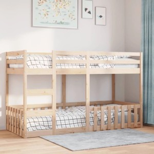 vidaXL Etagenbett aus Kiefernholz, 90x200 cm, naturbelassen. Platzsparendes Abenteuerbett für Kinder.