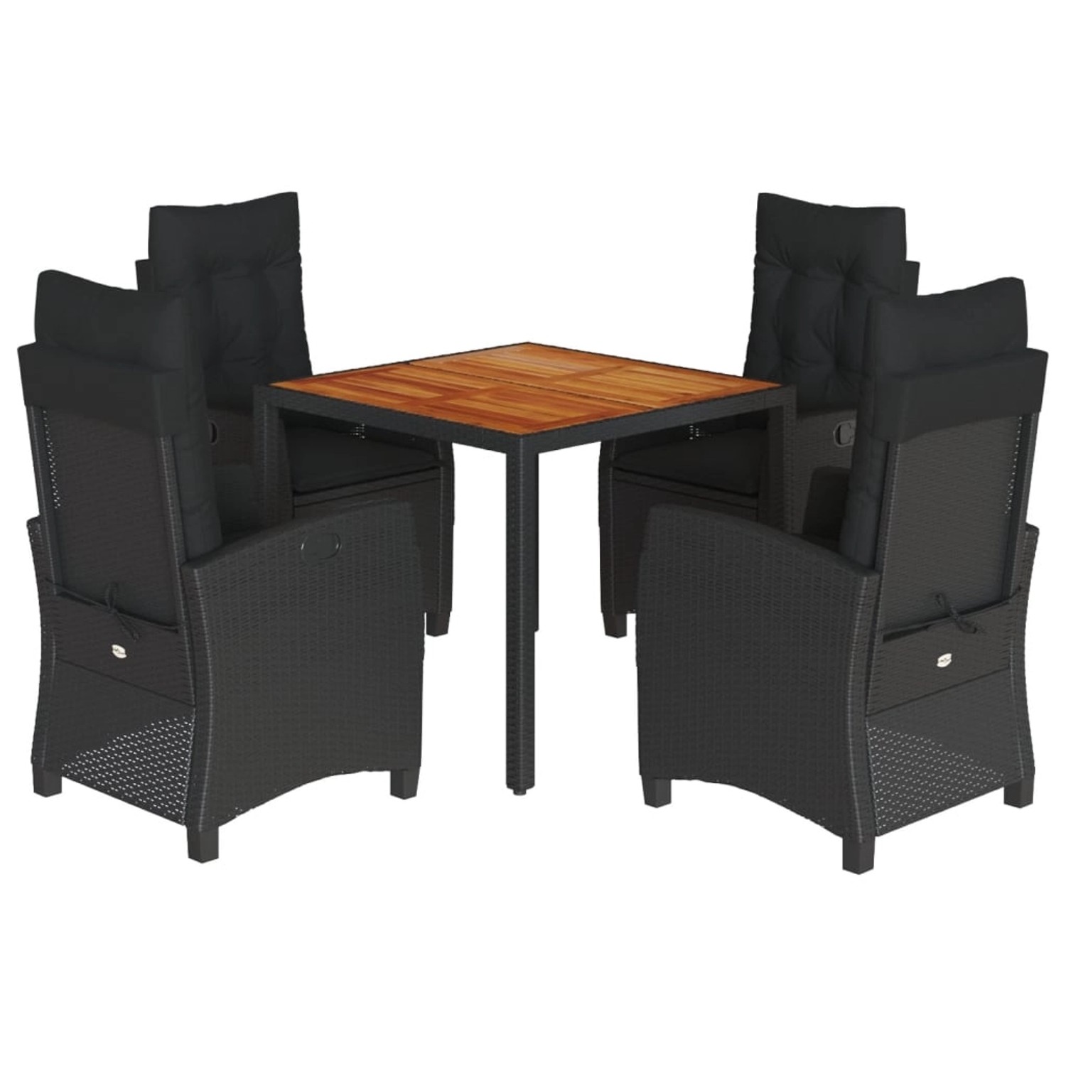 vidaXL 5-Tlg Garten-Essgruppe mit Kissen Schwarz Poly Rattan 3212663 günstig online kaufen
