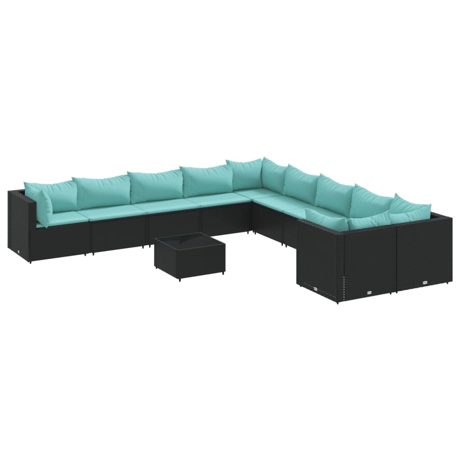 vidaXL 11-Tlg Garten-Sofagarnitur mit Kissen Schwarz Poly Rattan 3308356 günstig online kaufen