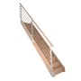 StarWood Treppe Rhodos Eiche, gerade, mit Design-Geländer aus Holzstäben und Setzstufen.