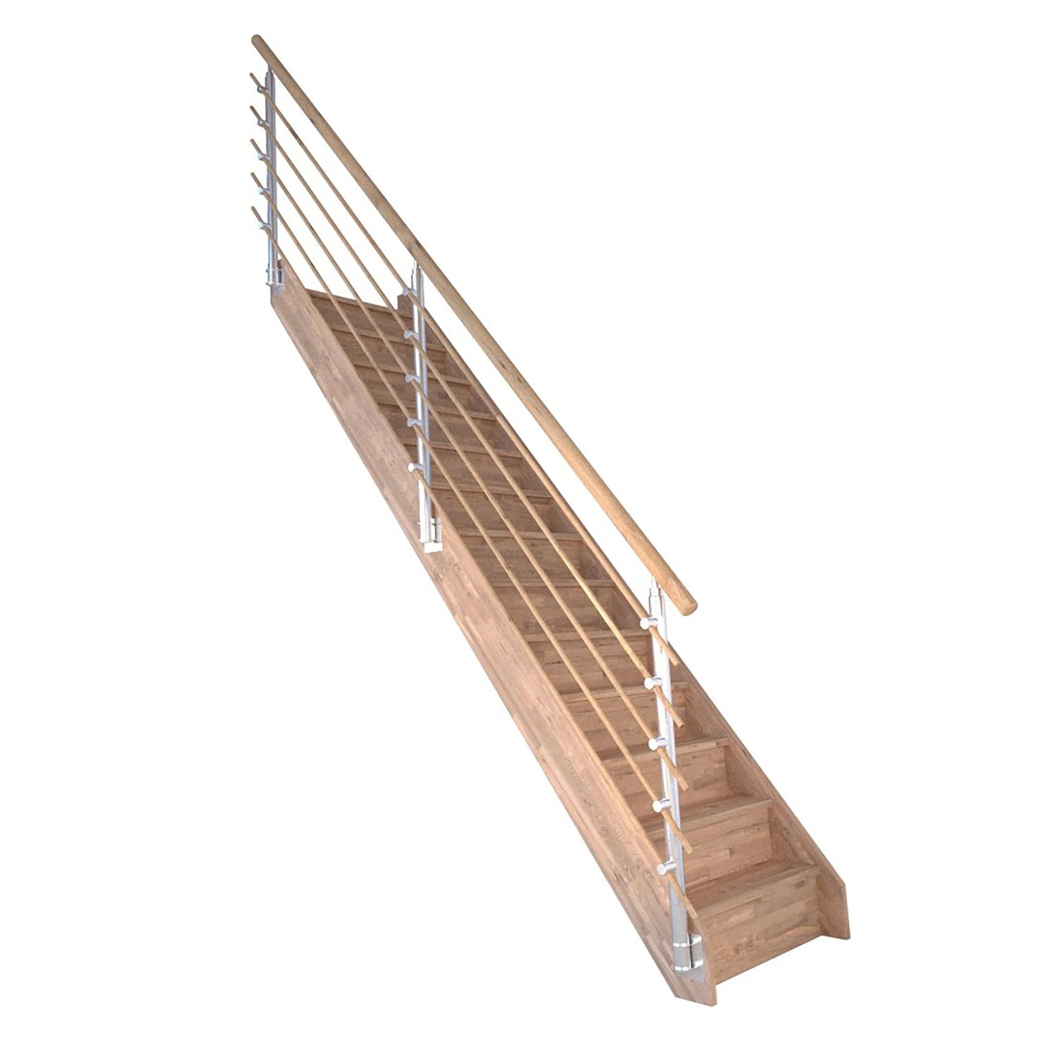 StarWood Treppe Rhodos Eiche Gerade Setzstufen Design-Geländer-Holzstäbe FS günstig online kaufen
