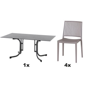 Siena Garden Gartenmöbel Set Lane, 5-teilig, Taupe: 1 Tisch, 4 Stühle für Lounge-Bereich.