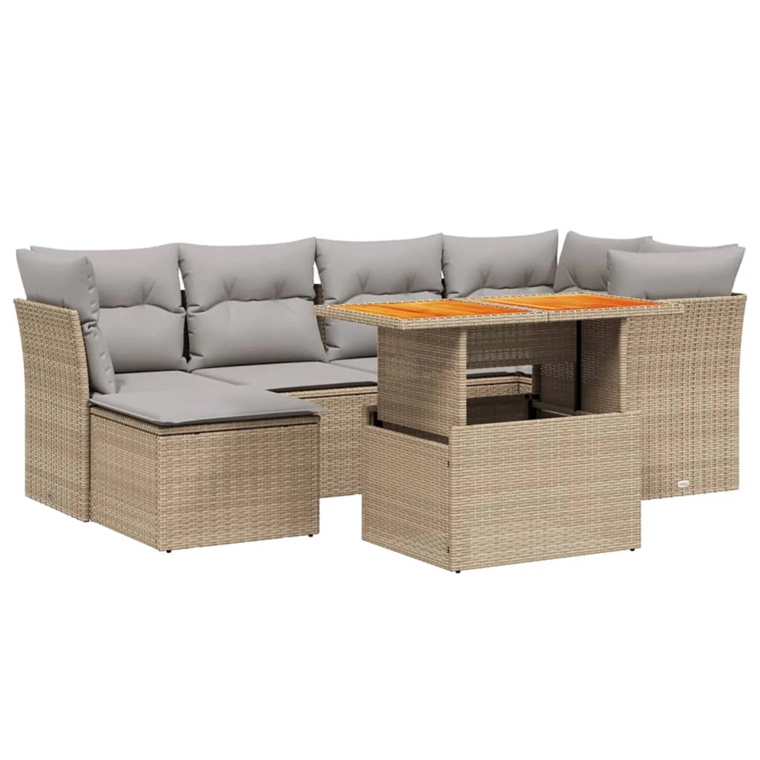 vidaXL 7-tlg Garten-Sofagarnitur mit Kissen Beige Poly Rattan Modell 327 günstig online kaufen