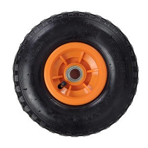 TRUTZHOLM Sackkarrenrad, Luftrad 260x85 mm, orange Kunststofffelge, 60mm Nabe für Baumaschinen.