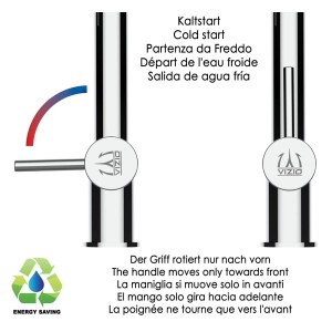 VIZIO Niederdruck Küchenarmatur, Kaltstart-Funktion und energiesparend.