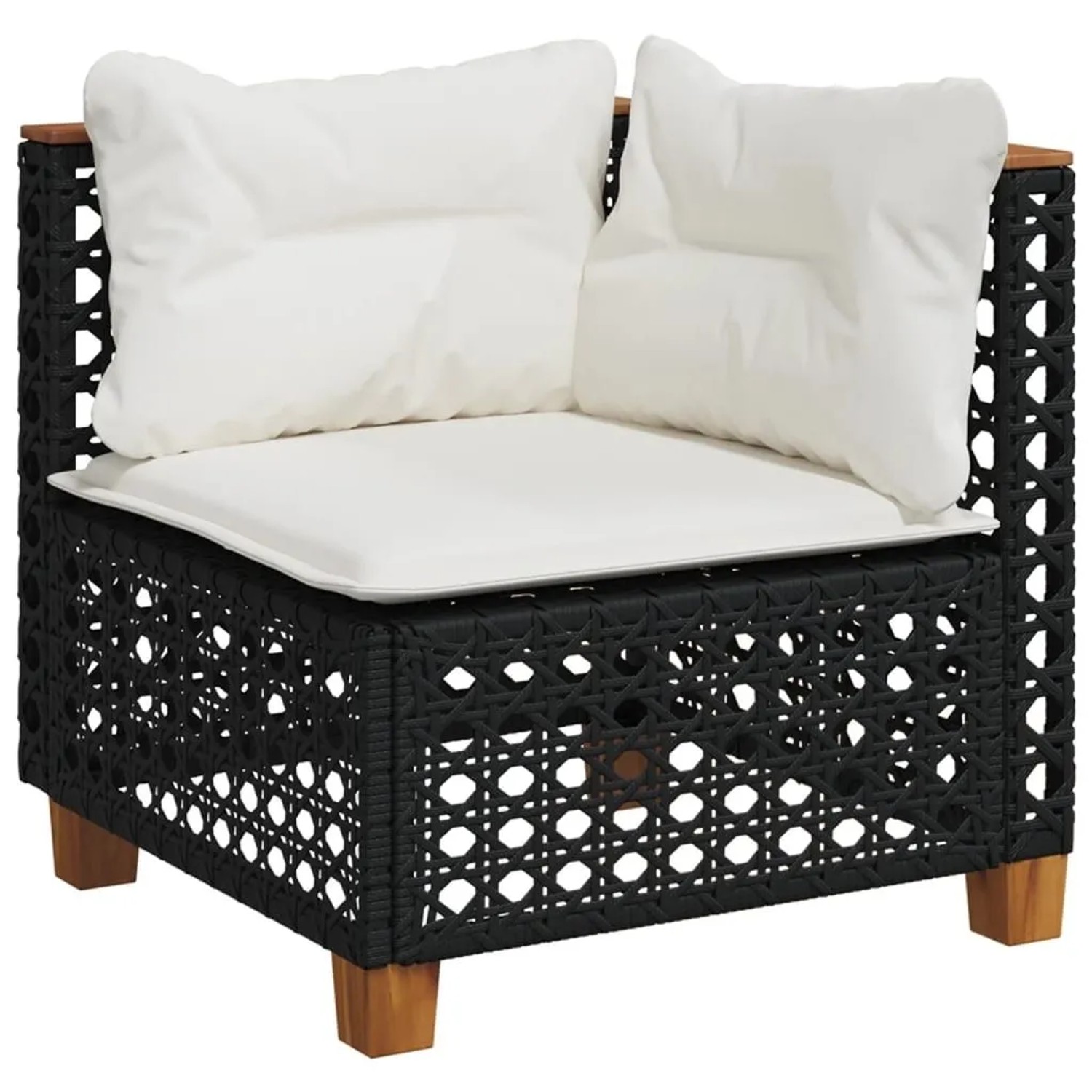 vidaXL Garten-Ecksofa mit Kissen Schwarz Poly Rattan 365923