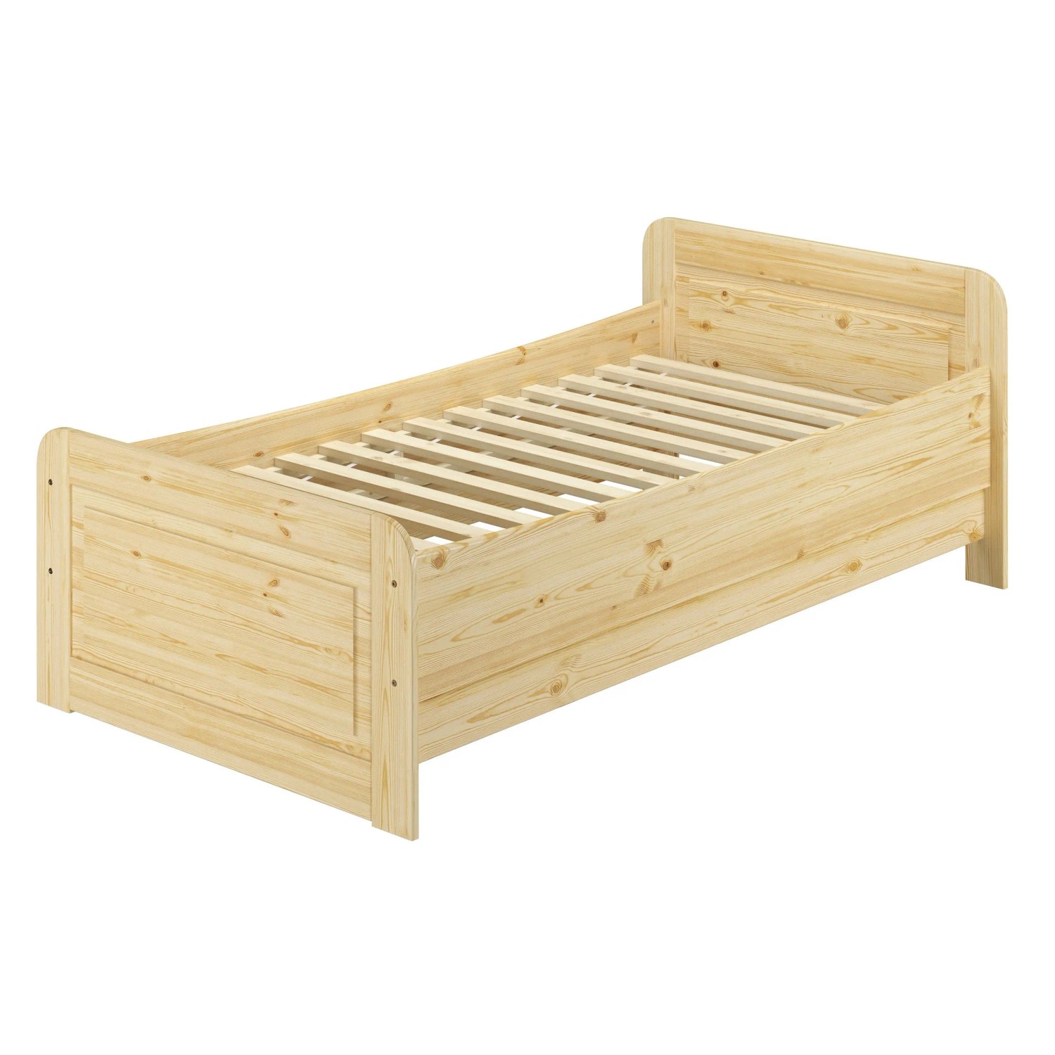 Erst-Holz Bett Hoch 90 x 200 Kiefer Massiv mit Rost Modell 42