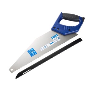 LUX Styroporsäge Comfort, 400 mm, mit blauem Griff und Schutzschiene.
