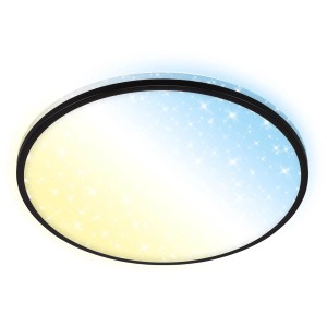 Dimmbare, schwarze Brilo LED-Deckenleuchte Ivy Sky S mit Sternendekor und Farbwechselfunktion.