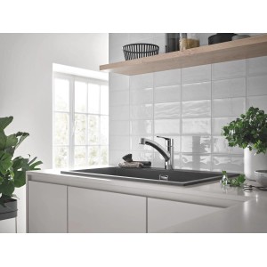 Grohe Spültischarmatur Start Chrom mit Dualbrause in moderner Küche.