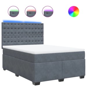 vidaXL Boxspringbett mit Matratze Dunkelgrau 160x200 cm Samt 3293267