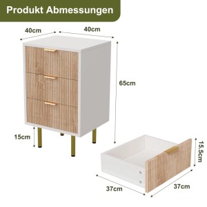 PXloue Kommode mit 3 Schubladen in Weiß und Holzoptik, ideal für Wohn- und Schlafzimmer.