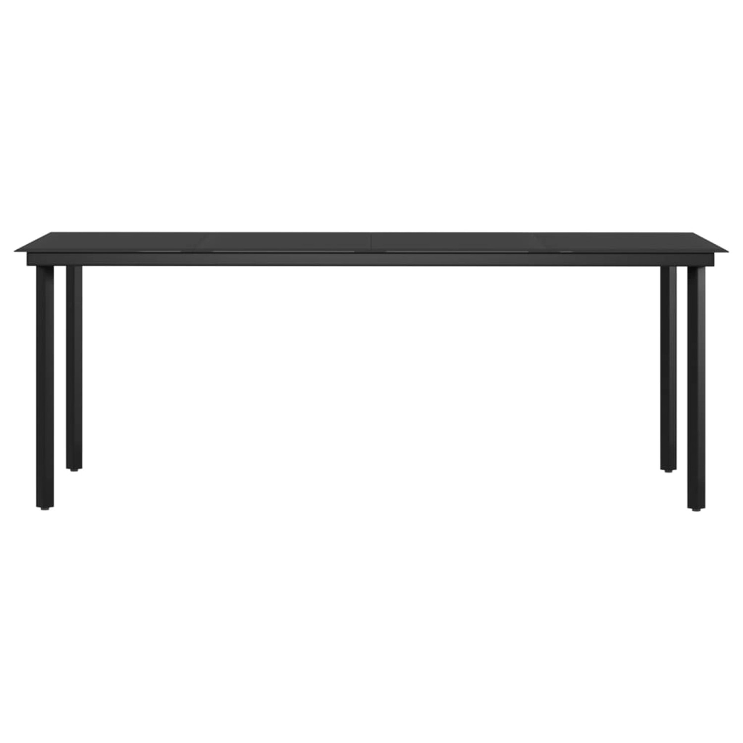 vidaXL Garten-Essgruppe, 7-teilig, beige/schwarz. Tisch mit Glasplatte und Stühle mit Kissen. Gartenmöbel-Set.