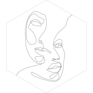 ESTAhome Wandtattoo Line Art Gesichter, schwarz-weiß, 70x81cm. Deko für Wohnzimmer und Schlafzimmer.