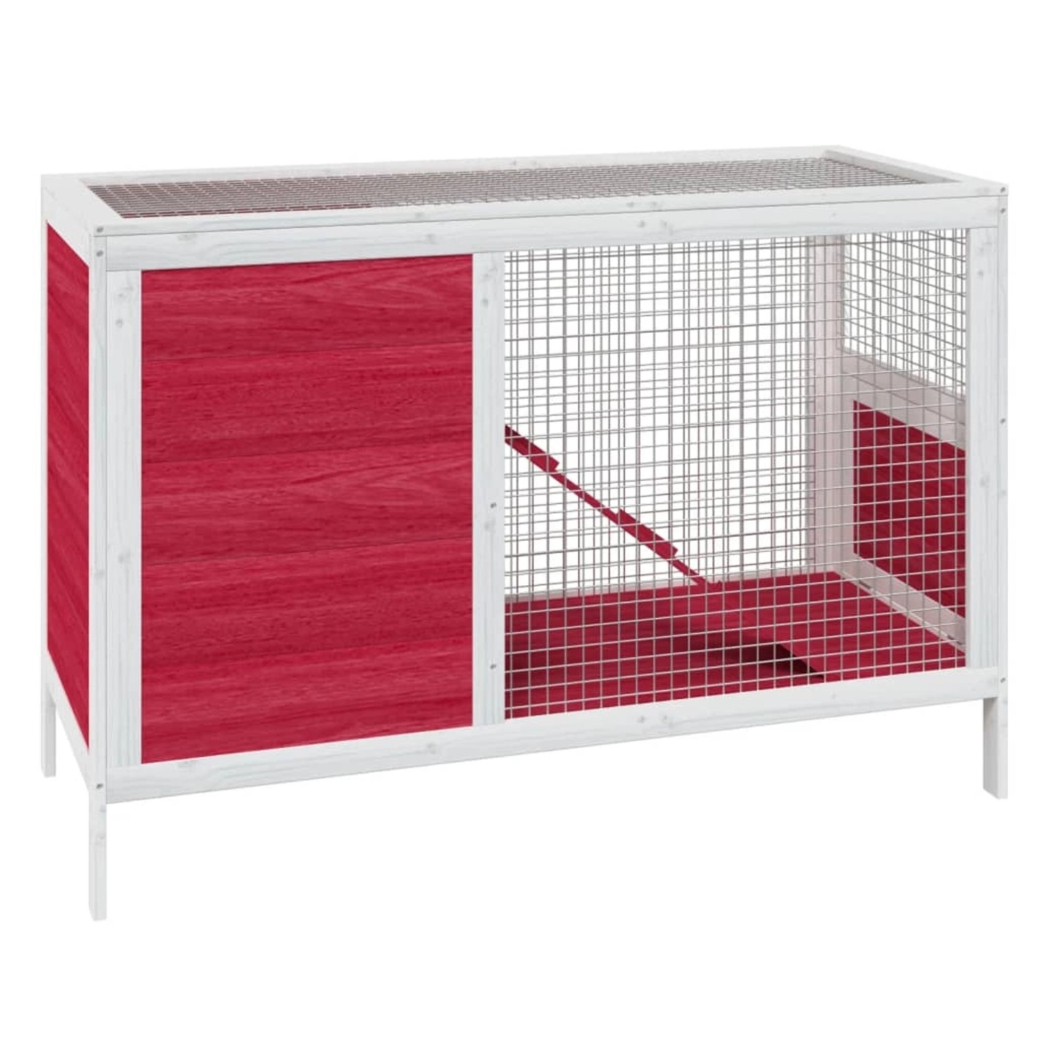 vidaXL Kaninchenstall Rot 103x44x69,5 cm Massivholz Kiefer günstig online kaufen