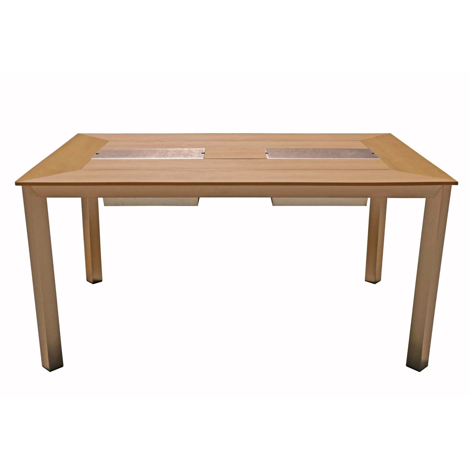 DELUKE Gartentisch FINJA 2 Eisbehältern Kunststoff Champagner 150x90x75cm Terrassentisch Wetterfest Outdoor Tisch