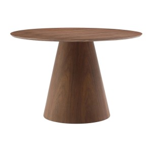 Runder Esstisch Antaliza, 120 cm, in dunklen Naturfarben mit konischem Fuß für 4 Personen. Modernes Design.