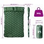 Grüne Doppel-Isomatte mit Kissen, selbstaufblasend, für Camping & Outdoor. Inkl. Packsack und Reparaturflicken.