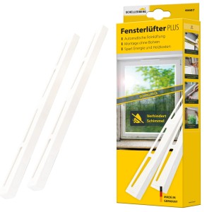 Schellenberg Fensterlüfter Plus, Doppelpack, Weiß. Fenster-Zubehör für Luftaustausch und Schimmelprävention.