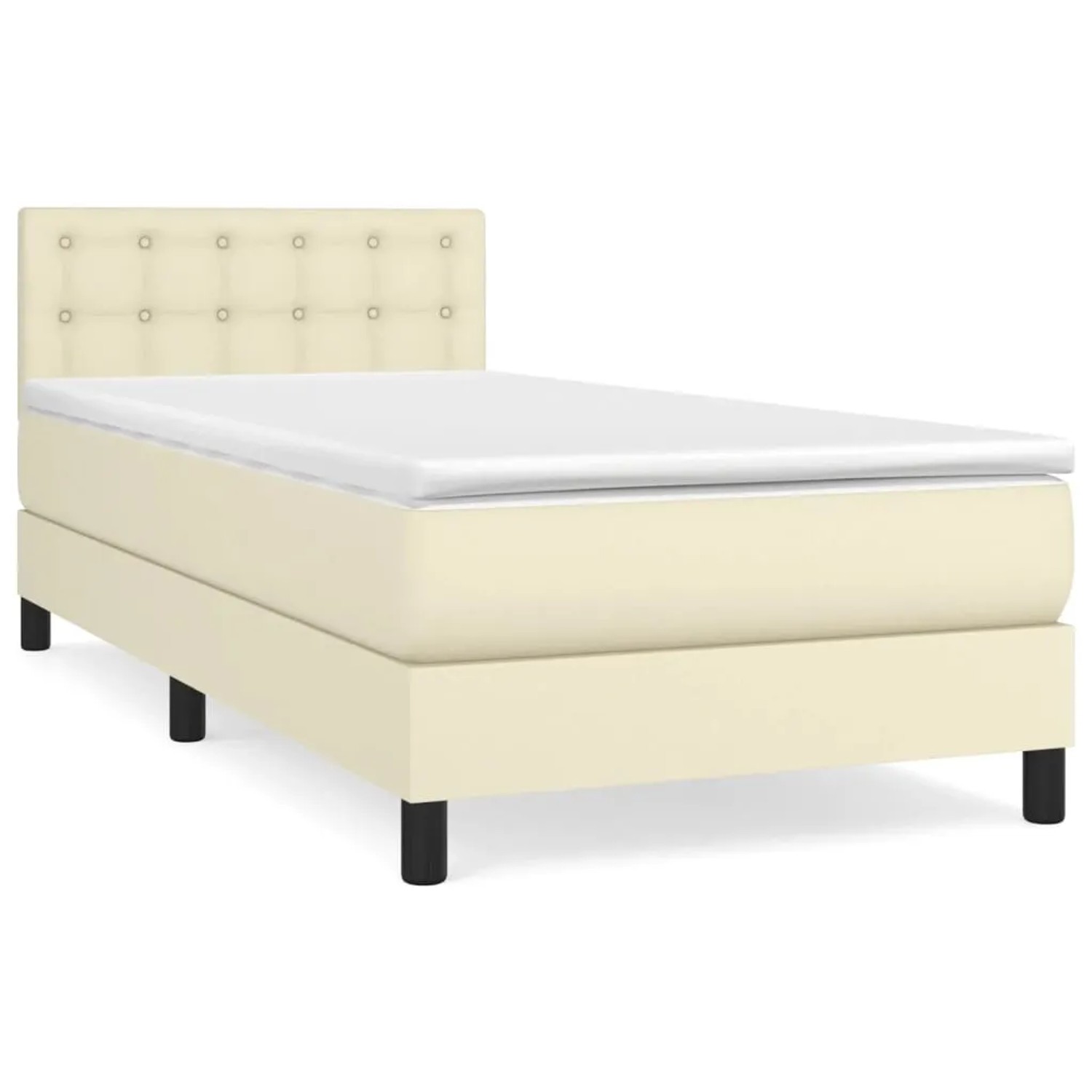 vidaXL Boxspringbett mit Matratze Creme 90x200 cm Kunstleder 3141103