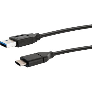 Schwarzes Schwaiger USB 3.0 A auf USB 3.1 Type C Ladekabel für Computer und Multimedia.