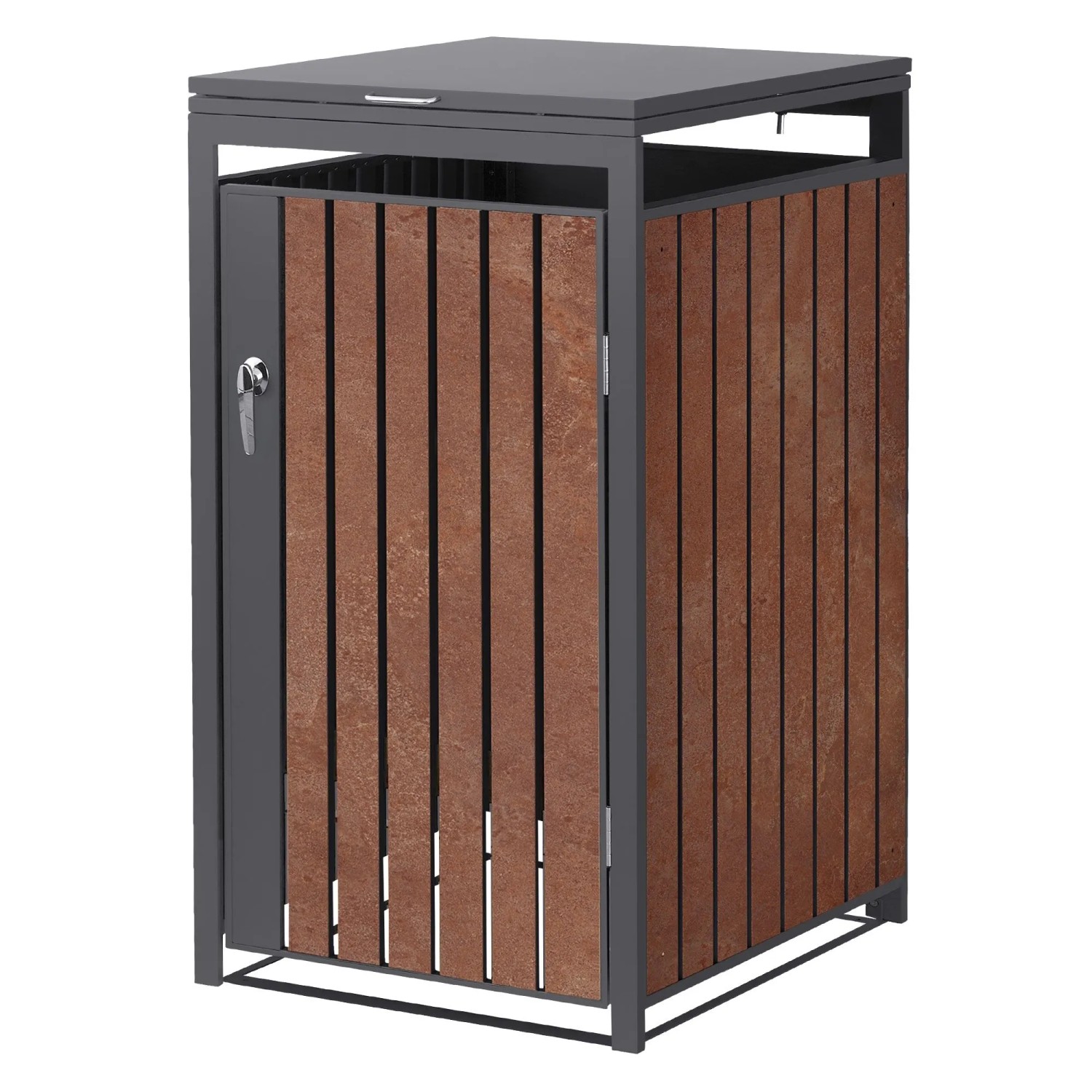 Ml-Design Mülltonnenbox 1er 240L 68x80x120 cm Anthrazit-Rostoptik