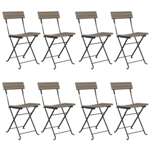 vidaXL Bistrostühle 8 Stk Klappbar Grau Poly Rattan und Stahl 3152120