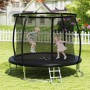 Schwarzes Costway Gartentrampolin (Ø366cm) mit zwei Kindern beim Springen.
