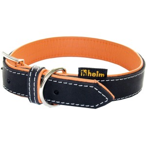 Schwarzes Heim Hundehalsband Florenz aus Leder, 25 mm breit und 50 cm lang.
