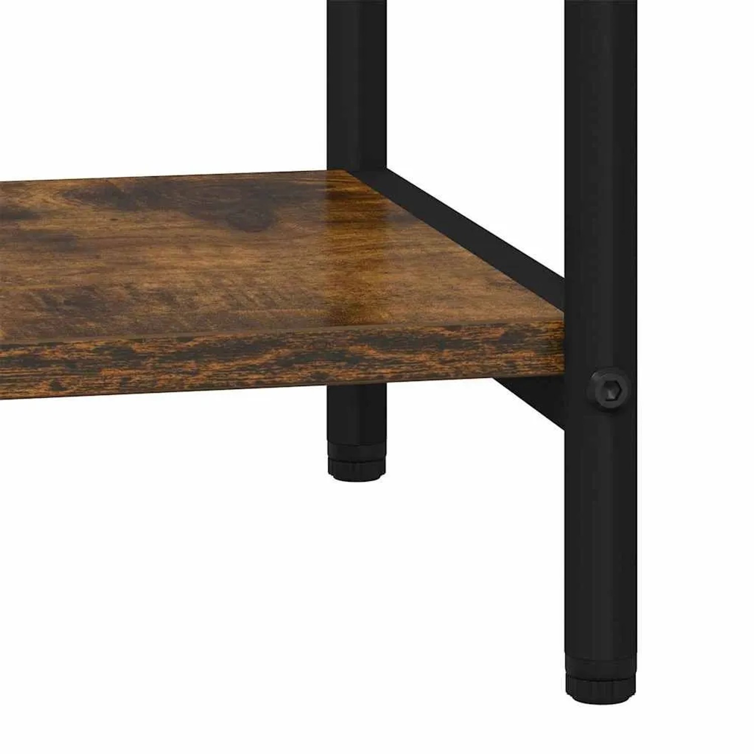 Bücherregal Geräucherte Eiche: Regalbrett aus Holzwerkstoff, schwarze Metallbeine mit verstellbaren Füßen.