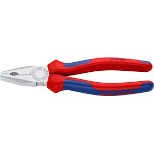 Knipex Kombizange, verchromt, 200mm, mit Mehrkomponenten-Hüllen für sicheren Halt.