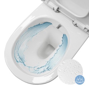 Spülrandloses Hänge WC LuxeBath, Keramik weiß mit Nano Beschichtung und Bidet Funktion.