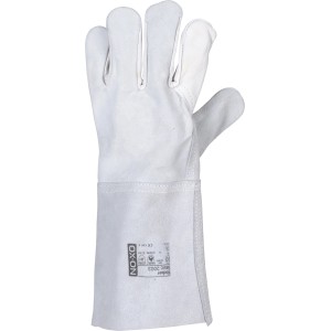 OX-ON Handschuh Worker Basic 2003, weiß-grau, Größe 10. Arbeitshandschuh aus Leder mit Stulpe.