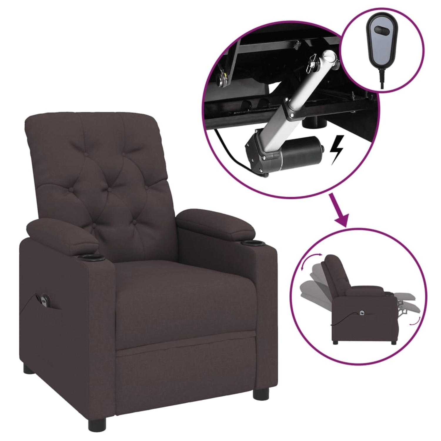 vidaXL Relaxsessel Elektrisch Dunkelbraun Stoff 3098844 günstig online kaufen