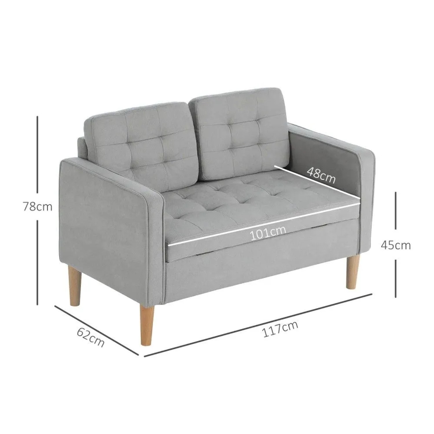 HOMCOM 2 Sitzer Sofa mit Stauraum kaufen bei OBI